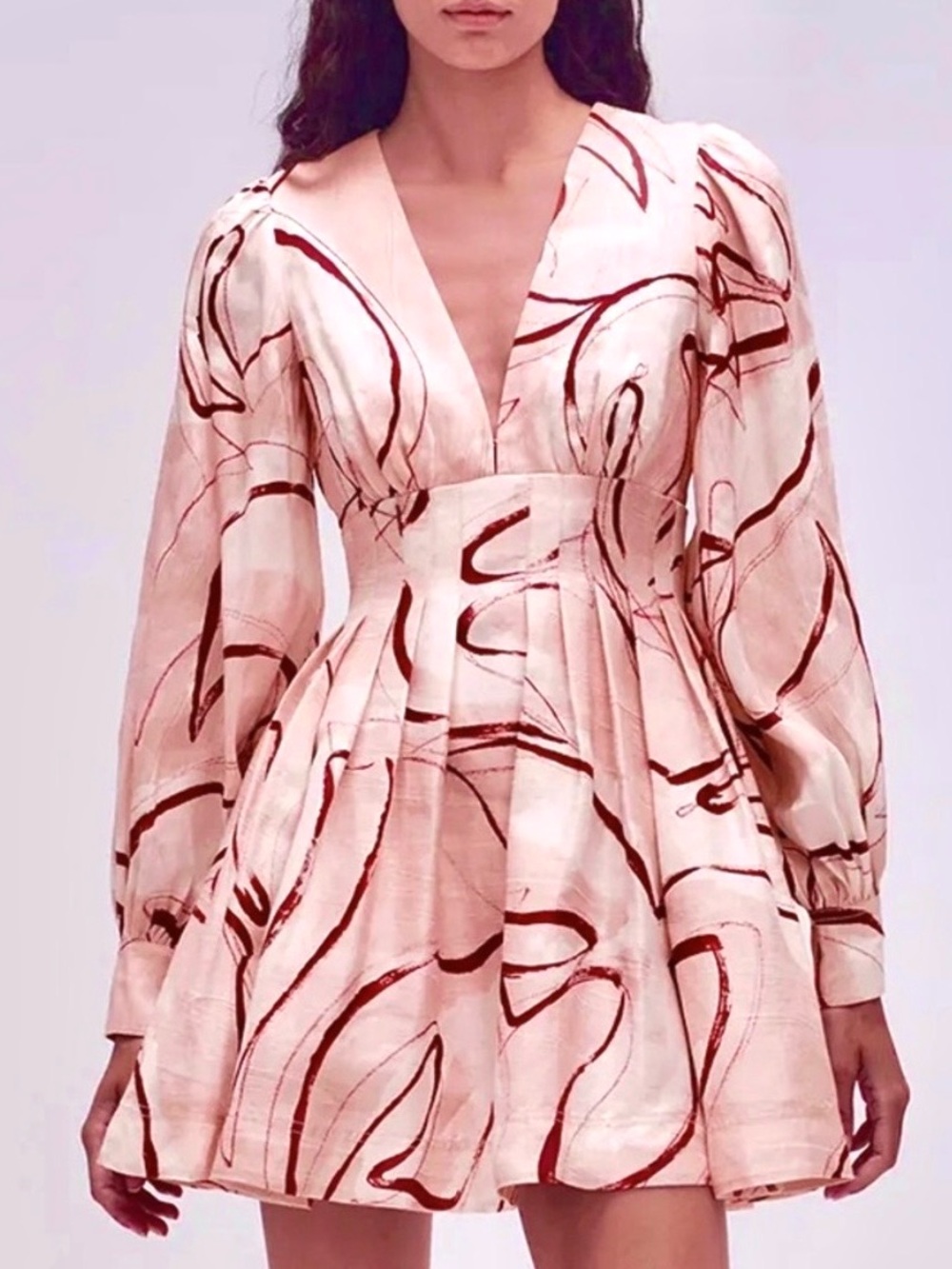🌺🎉HP🎉🌺 NWT Aje Amelia Plunge Mini Dress Whimsical Dove - Picture 2 of 16